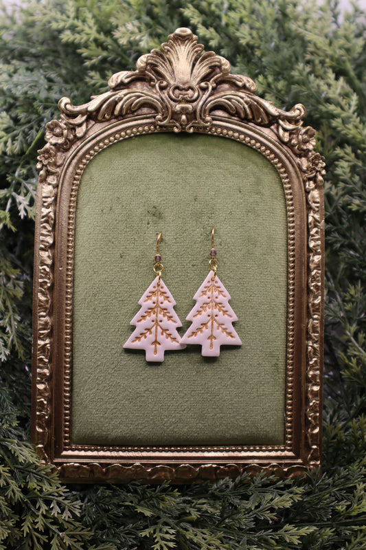 White & Gold Christmas Tree Dangle with white zirconia