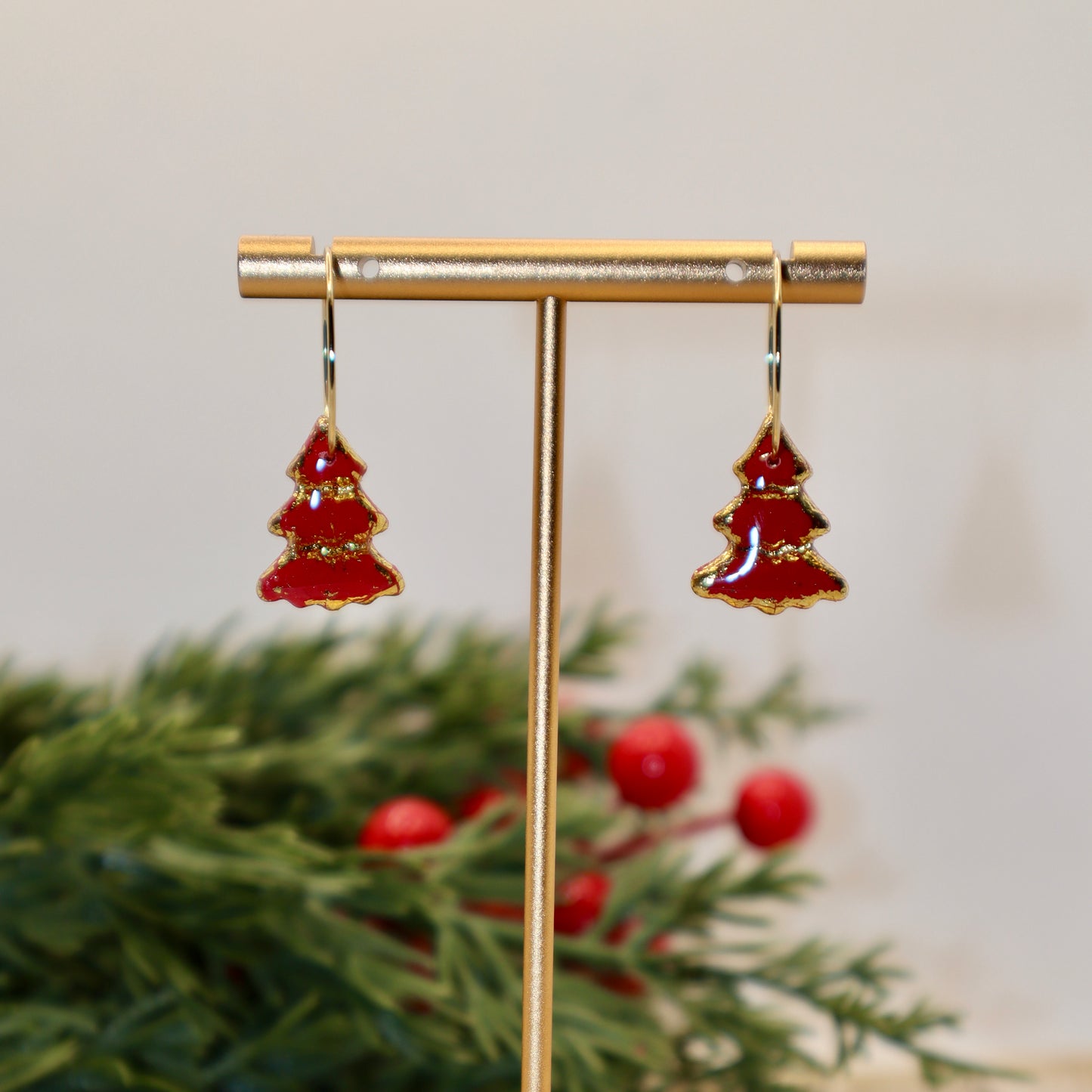 Christmas Tree Hoop Earrings