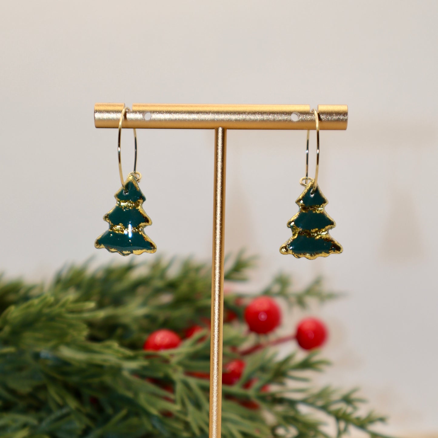 Christmas Tree Hoop Earrings