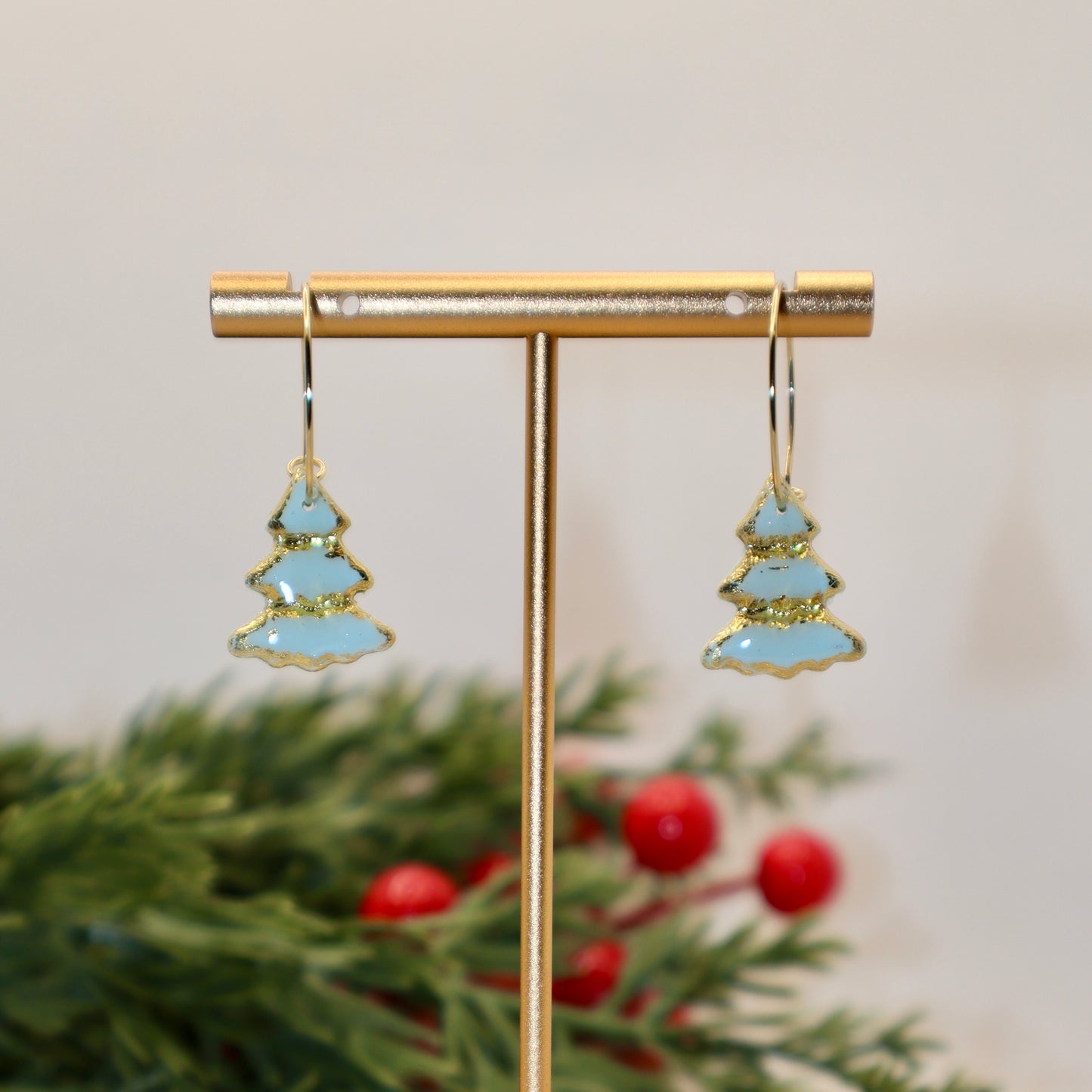 Christmas Tree Hoop Earrings