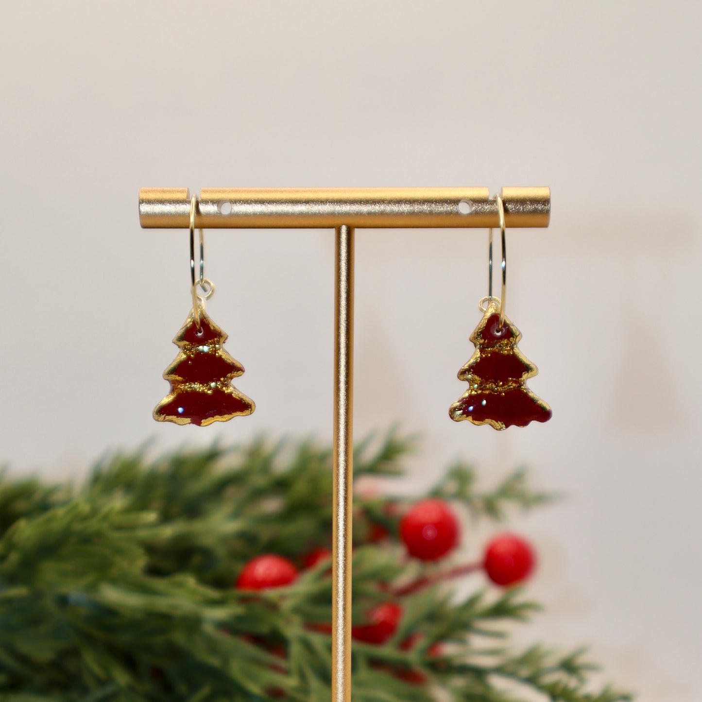 Christmas Tree Hoop Earrings