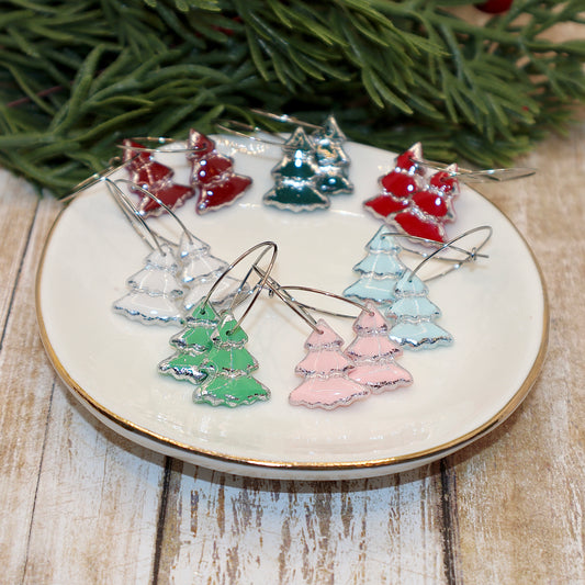 Christmas Tree Hoop Earrings