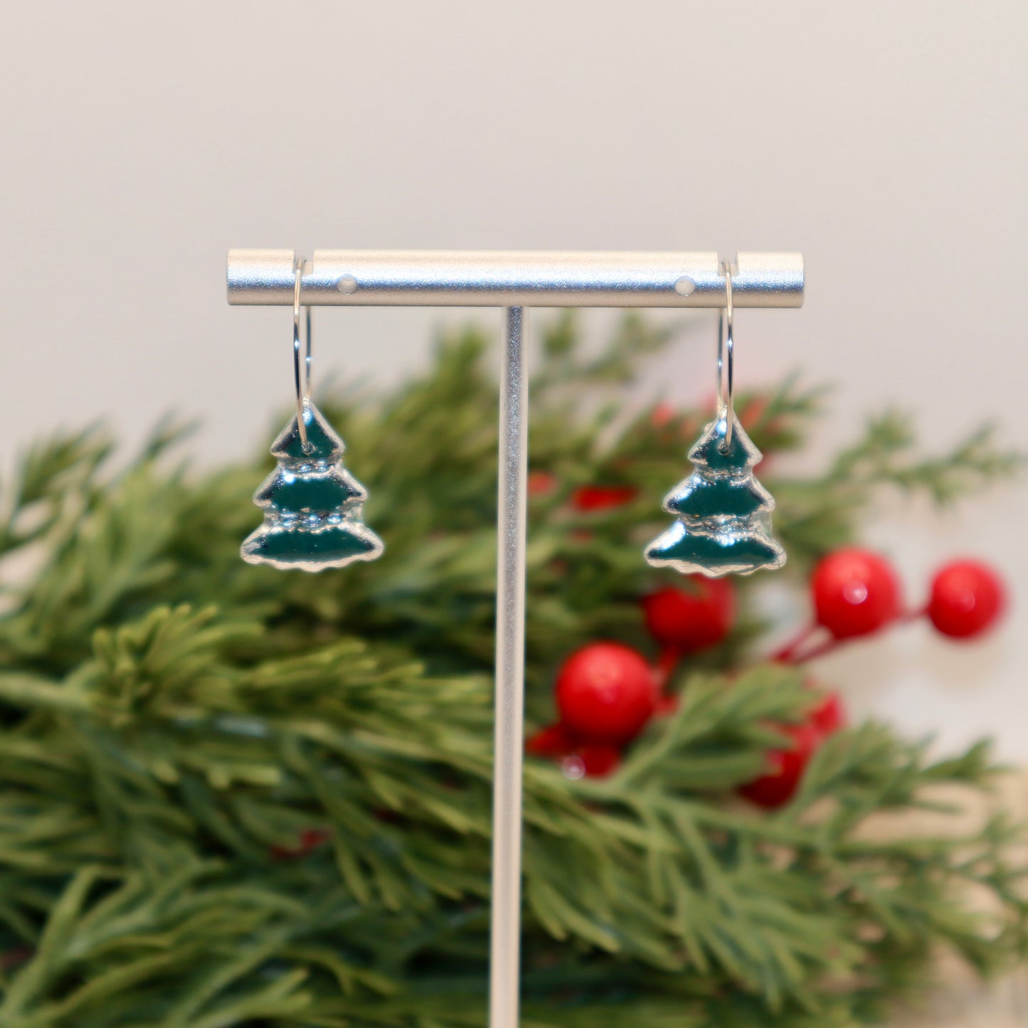 Christmas Tree Hoop Earrings