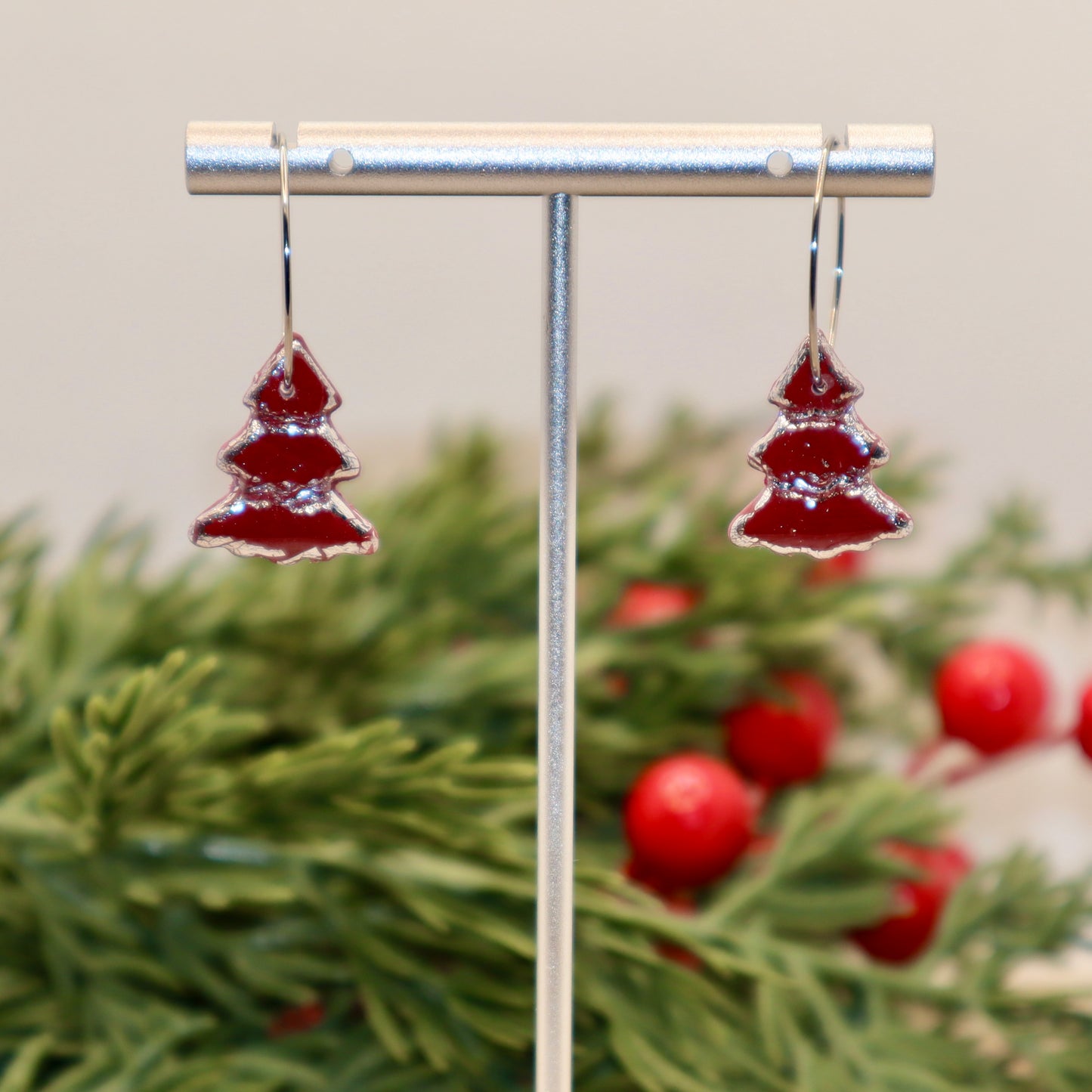 Christmas Tree Hoop Earrings