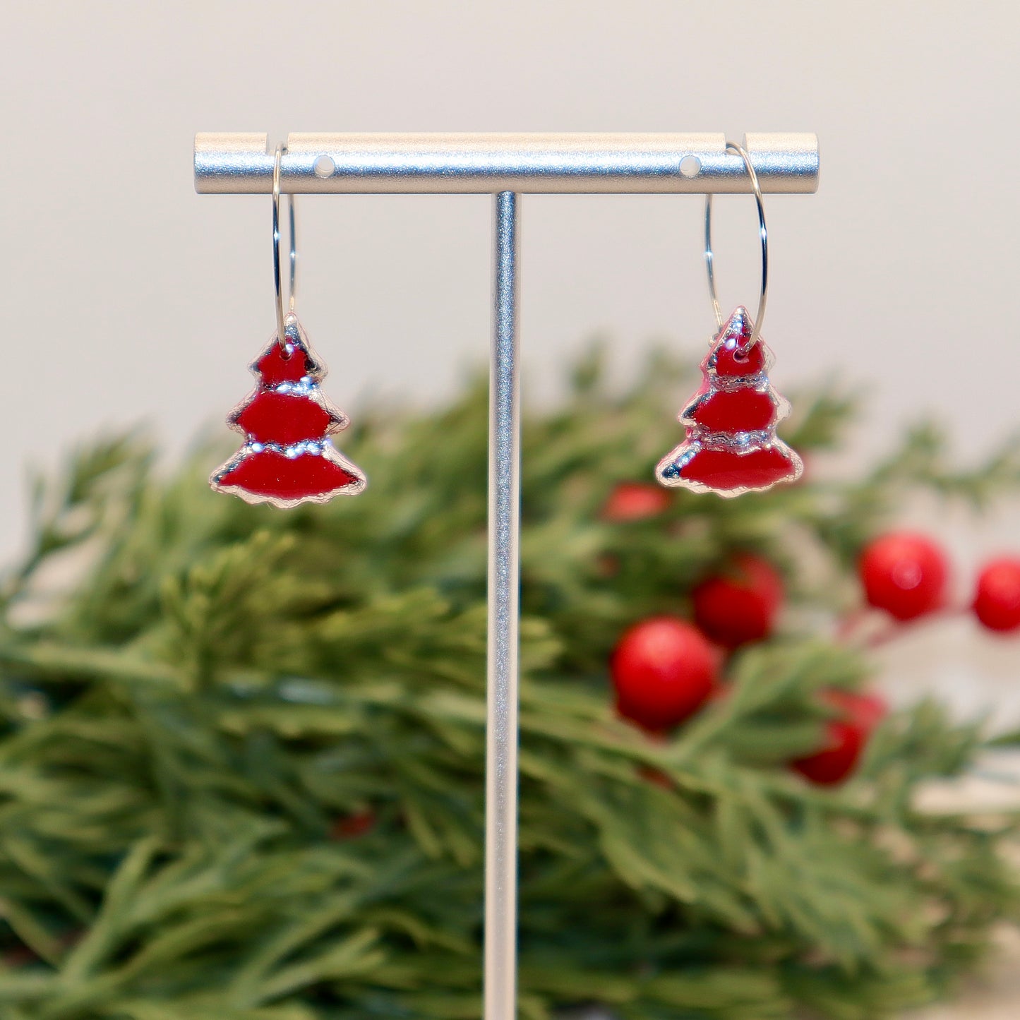 Christmas Tree Hoop Earrings