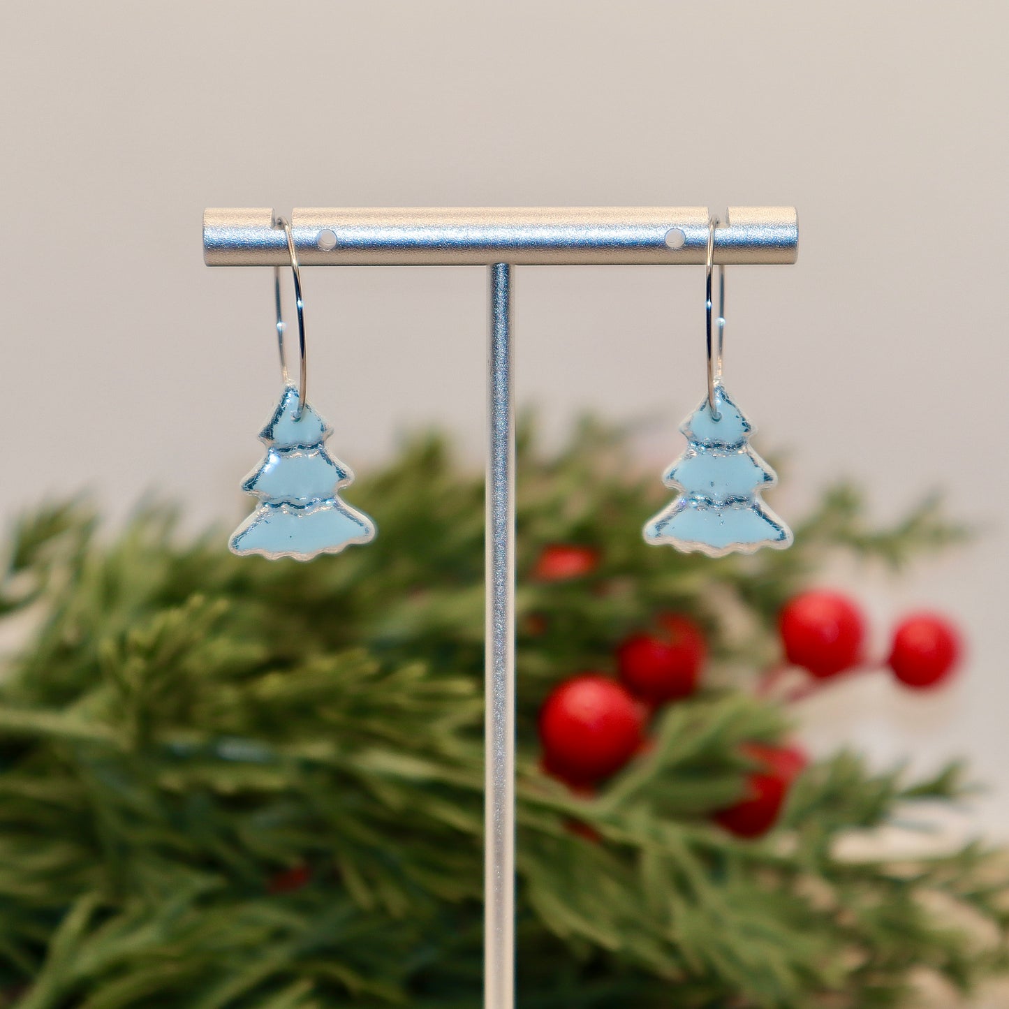 Christmas Tree Hoop Earrings