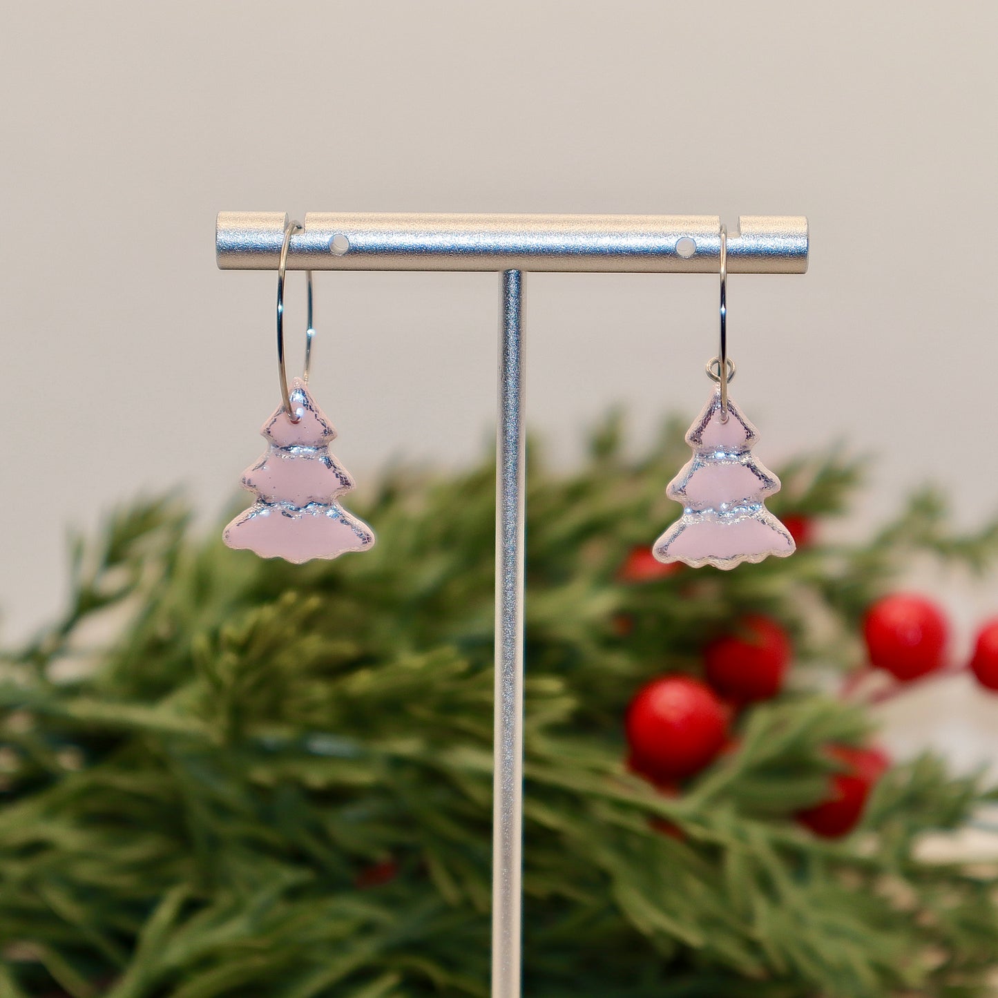 Christmas Tree Hoop Earrings