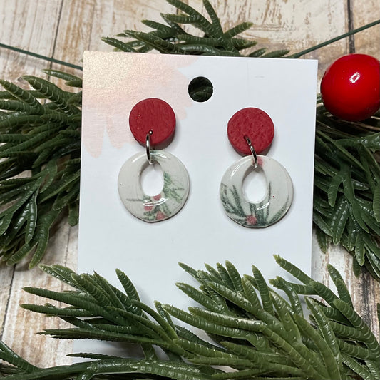Pine Needles and Berries Print Dangles (small)