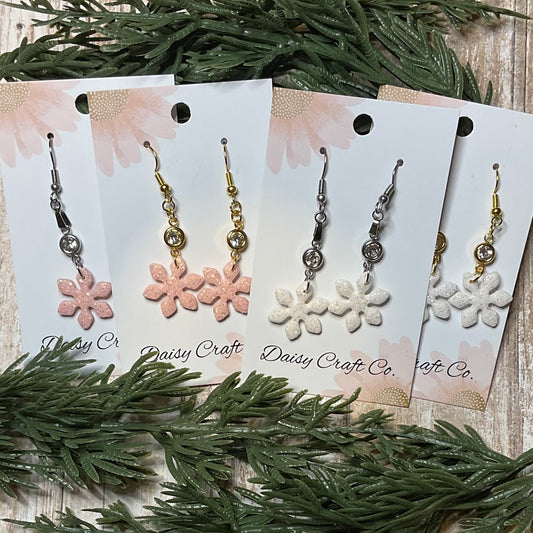 Glitter Snowflake Dangle Earring with Rhinestone