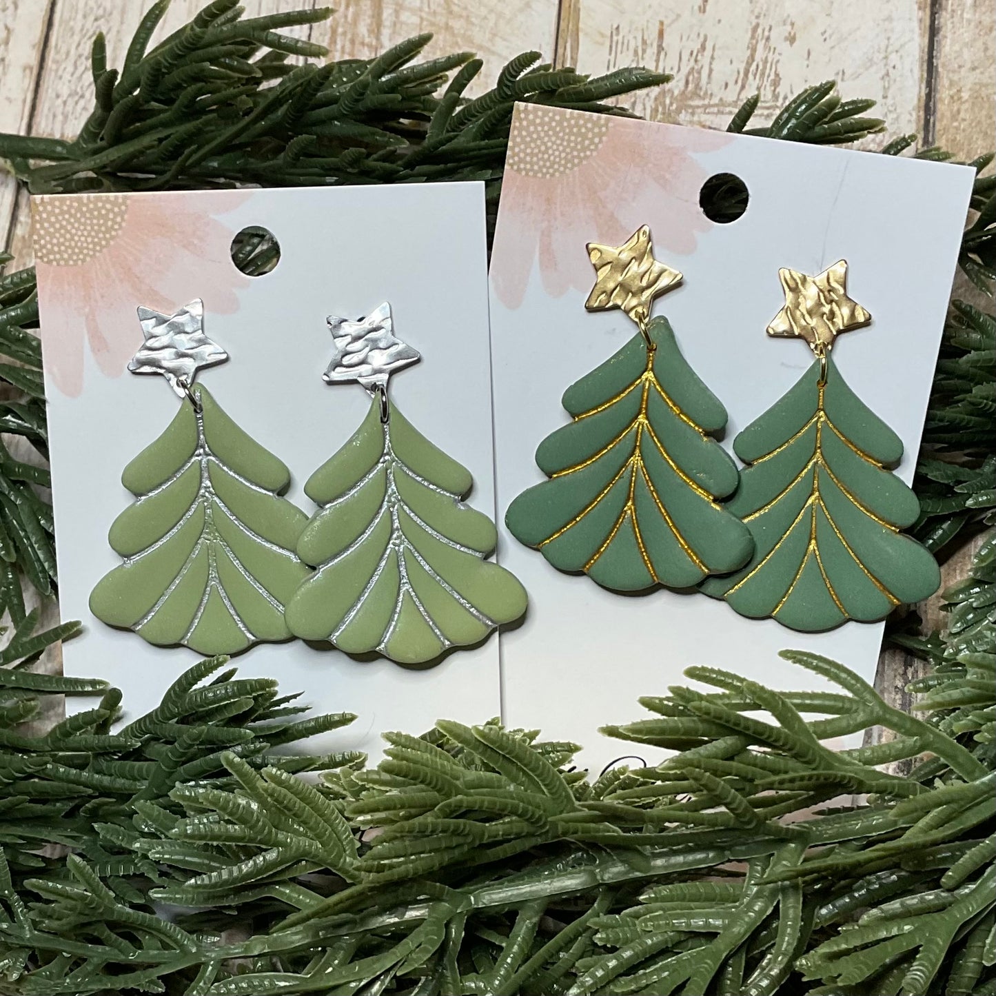 Polymer Clay Christmas Tree Dangle Earrings